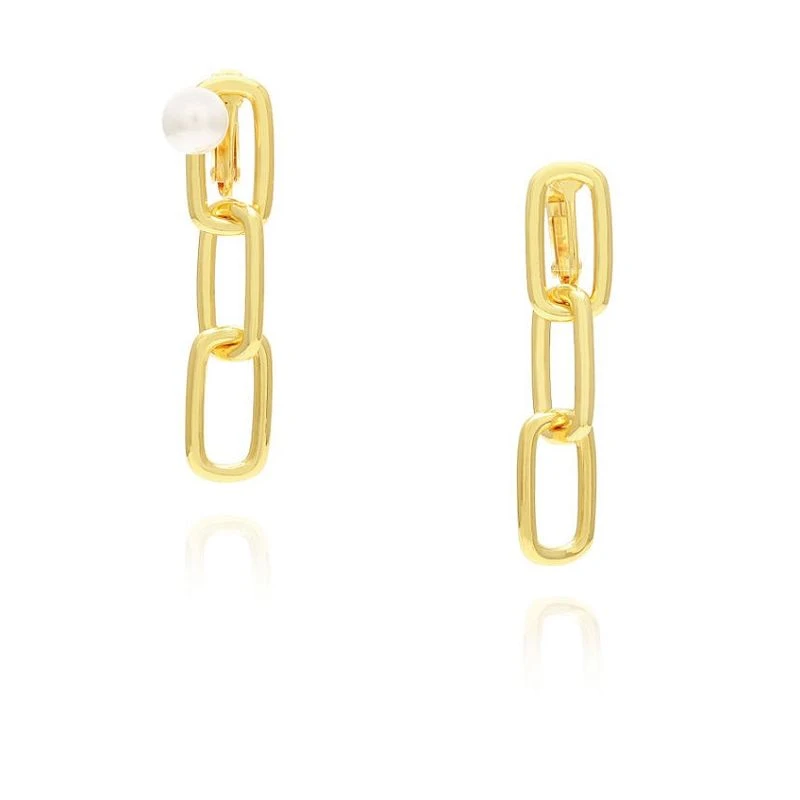 Fashion Gold Plated Clip Pearl Earring